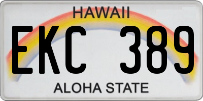 HI license plate EKC389