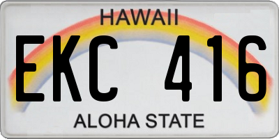HI license plate EKC416