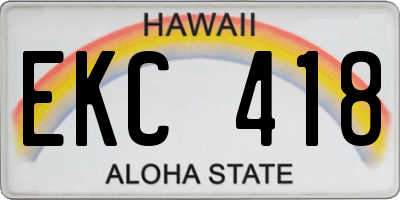 HI license plate EKC418