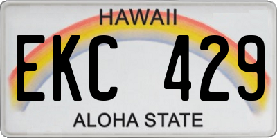 HI license plate EKC429