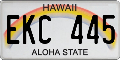 HI license plate EKC445
