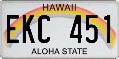 HI license plate EKC451