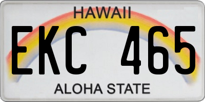 HI license plate EKC465