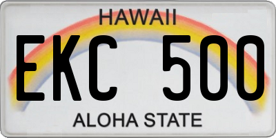 HI license plate EKC500