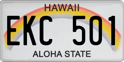 HI license plate EKC501