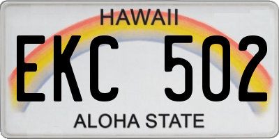 HI license plate EKC502