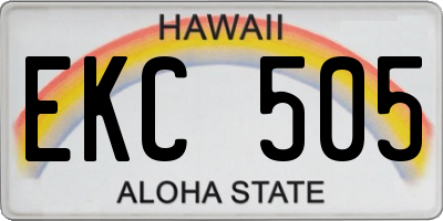 HI license plate EKC505