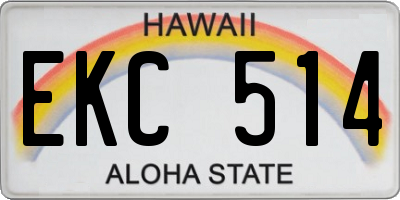 HI license plate EKC514