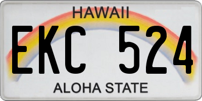 HI license plate EKC524