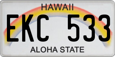 HI license plate EKC533