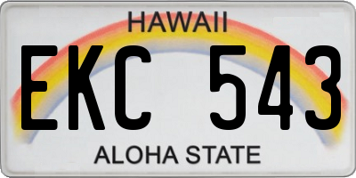 HI license plate EKC543