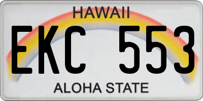 HI license plate EKC553