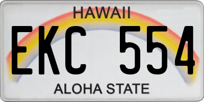 HI license plate EKC554