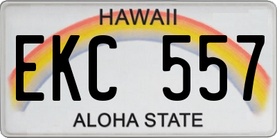 HI license plate EKC557