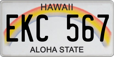 HI license plate EKC567
