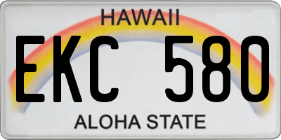 HI license plate EKC580