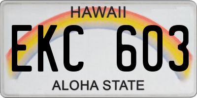 HI license plate EKC603