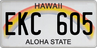 HI license plate EKC605