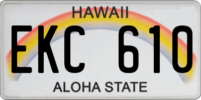 HI license plate EKC610