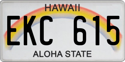 HI license plate EKC615