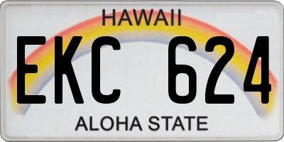 HI license plate EKC624