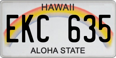HI license plate EKC635