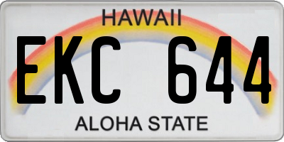 HI license plate EKC644