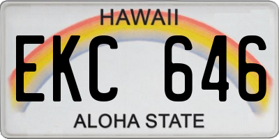 HI license plate EKC646