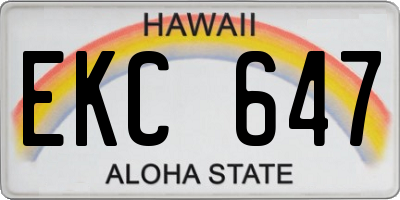 HI license plate EKC647