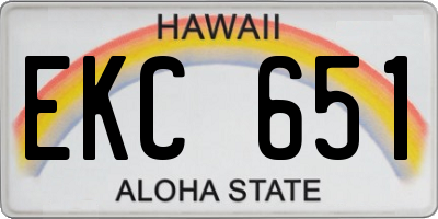 HI license plate EKC651