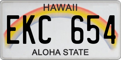 HI license plate EKC654