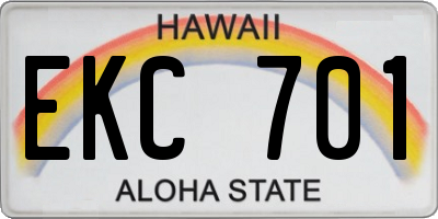 HI license plate EKC701
