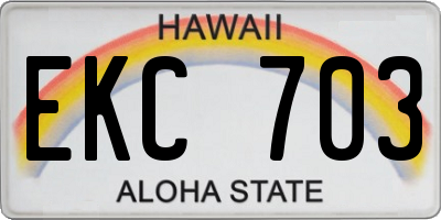 HI license plate EKC703
