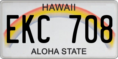 HI license plate EKC708