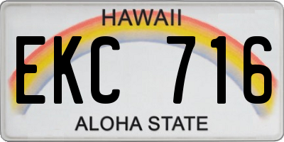 HI license plate EKC716