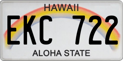 HI license plate EKC722