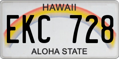 HI license plate EKC728