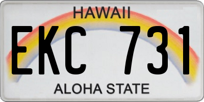 HI license plate EKC731