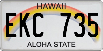 HI license plate EKC735