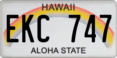 HI license plate EKC747