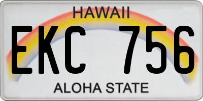 HI license plate EKC756