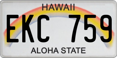 HI license plate EKC759