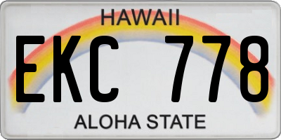 HI license plate EKC778