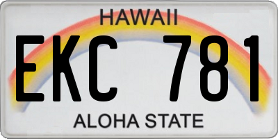 HI license plate EKC781
