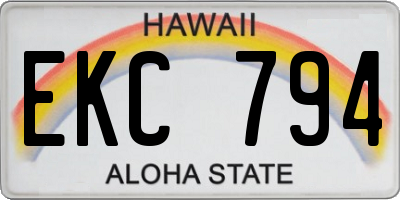 HI license plate EKC794