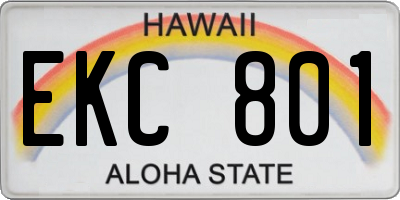HI license plate EKC801