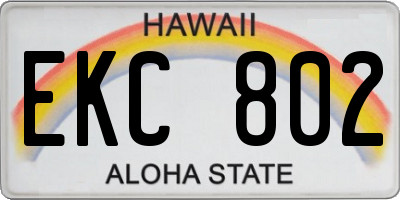 HI license plate EKC802