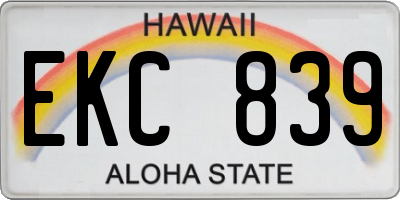 HI license plate EKC839