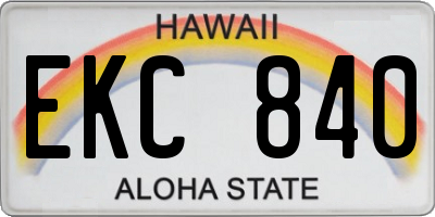 HI license plate EKC840