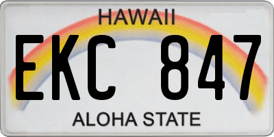 HI license plate EKC847